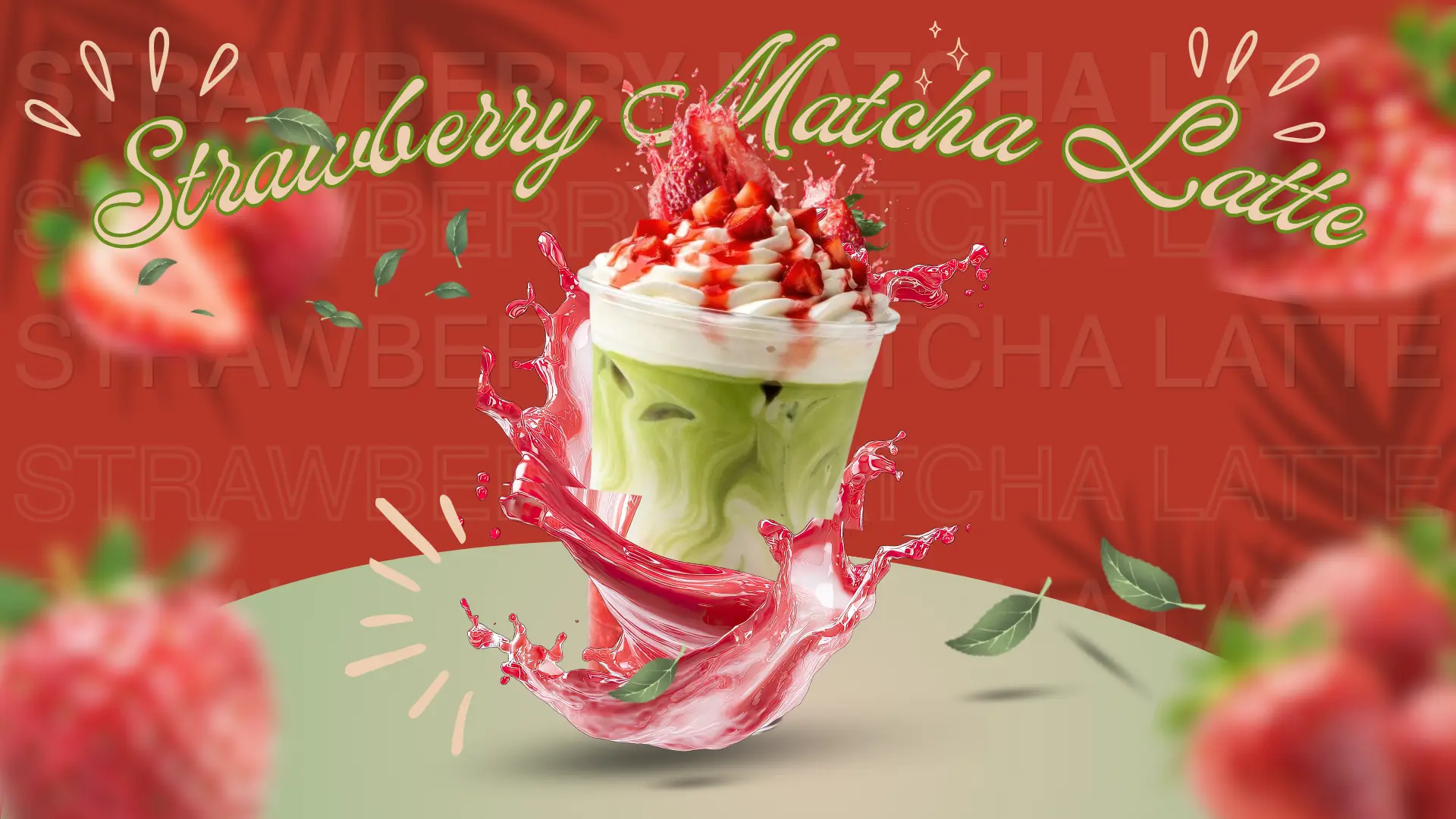 Strawberry matcha latte